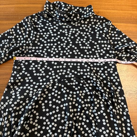 Niche Nilgun Dermnan Lagenlook Black Dot Asymmetrical Turtleneck Top, Medium - Picture 2 of 5
